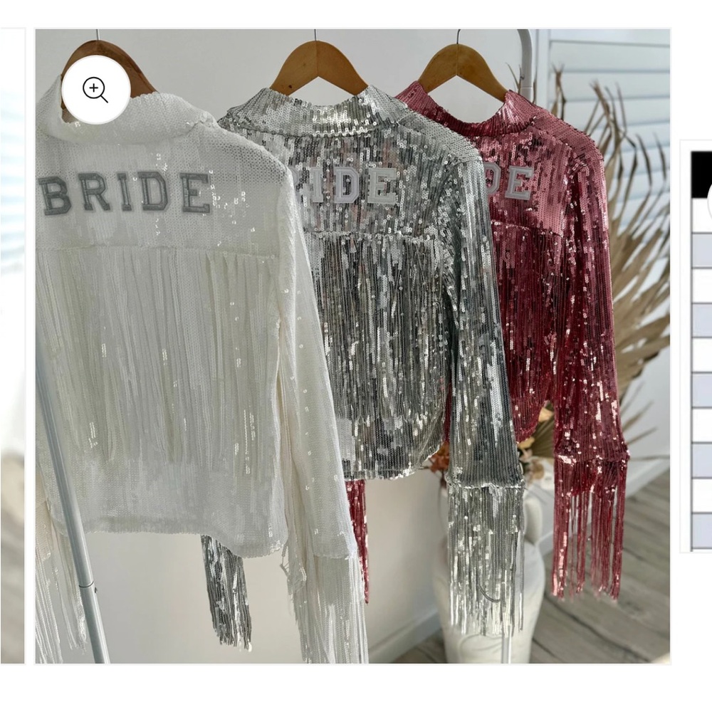 White sequin disco bride jacket, Large, worn once-like new